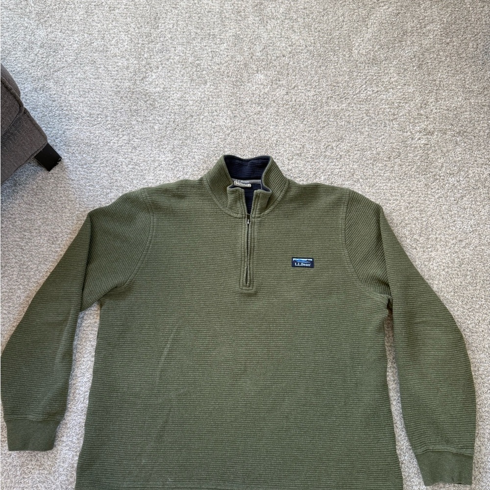 L.L. Bean Olive Zip-Up Sweater